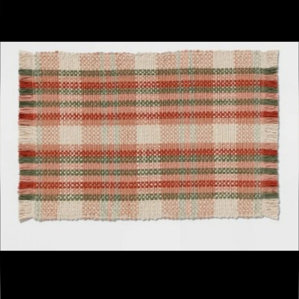 Threshold harvest plaid bath rug